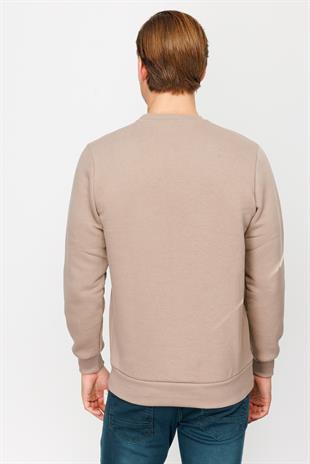 Erkek Camel  Bisiklet Yaka Sweatshirt