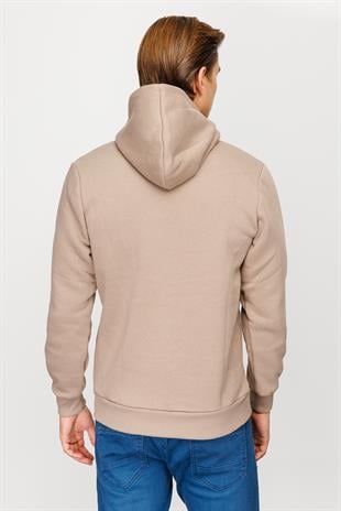 Erkek Camel  Kapşonlu Sweatshirt