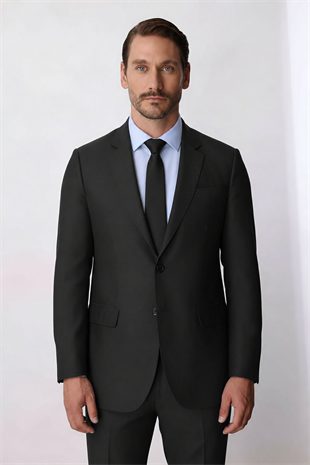 Erkek Füme Regular Fit Klasik Takım Elbise