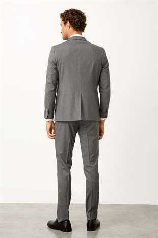 Erkek Gri Regularfit / Rahat Kalıp Geniş Mono Kombinli Takım Elbise