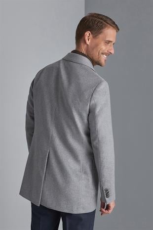 Erkek Gri Regularfit / Rahat Kalıp Kruvaze Kaban