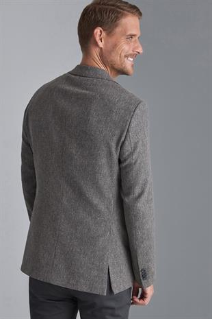 Erkek Gri Regularfit / Rahat Kalıp Mono Yaka Ceket
