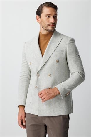 ERKEK GRİ SLIM FIT / DAR KALIP GENİŞ KIRLANGIÇ CEKET