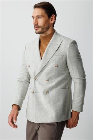 ERKEK GRİ SLIM FIT / DAR KALIP GENİŞ KIRLANGIÇ CEKET