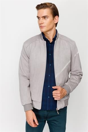 Erkek Gri   Süet Mont