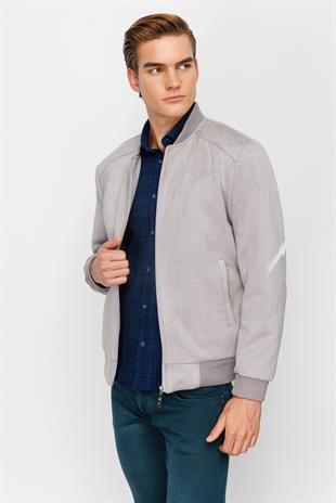 Erkek Gri   Süet Mont