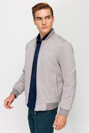 Erkek Gri   Süet Mont