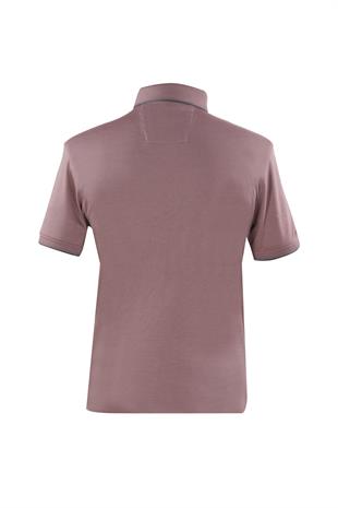 Gül Slim Fit Dar Kalıp Düğmeli Polo Yaka Düz Kısa Kollu Pamuklu Tişört