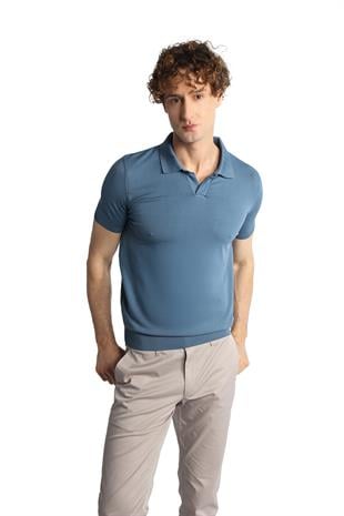 ERKEK İNDİGO STANDART POLO YAKA TRİKO KISA KOL