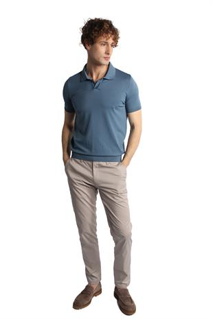 İndigo Slim Fit Dar Kalıp Polo Yaka Düz Kısa Kollu Triko Tişört