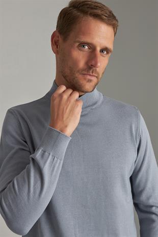 İndigo Modern Fit Ekstra Dar Kalıp Bisiklet Yaka Düz Uzun Kollu Triko