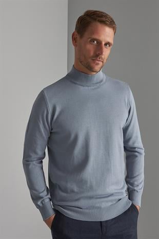 İndigo Modern Fit Ekstra Dar Kalıp Bisiklet Yaka Düz Uzun Kollu Triko
