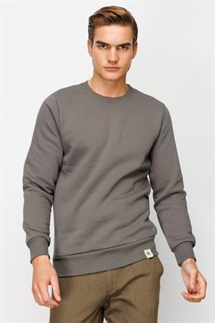 Erkek K.Gri  Bisiklet Yaka Sweatshirt