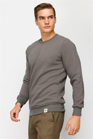 Erkek K.Gri  Bisiklet Yaka Sweatshirt