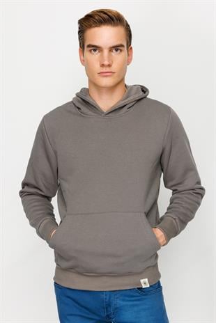 Erkek K.Gri  Kapşonlu Sweatshirt