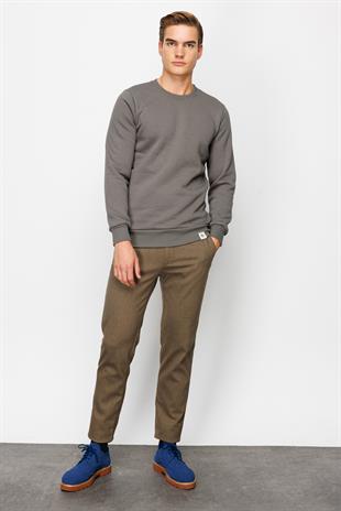 Erkek K.Gri  Bisiklet Yaka Sweatshirt