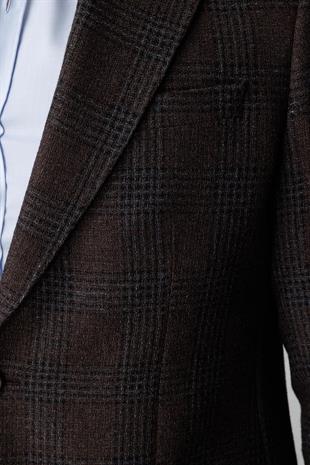 ERKEK KAHVE REGULARFIT / RAHAT KALIP MONO YAKA CEKET