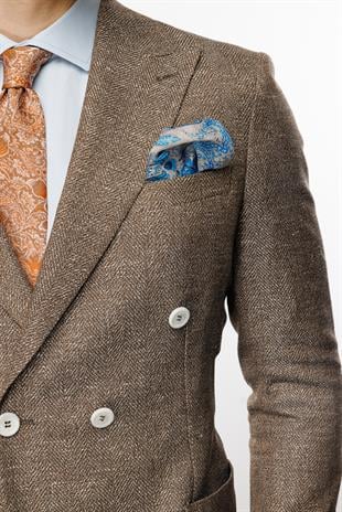 Erkek Kahve Slim Fit / Dar Kalıp Geniş Kırlangıç Ceket