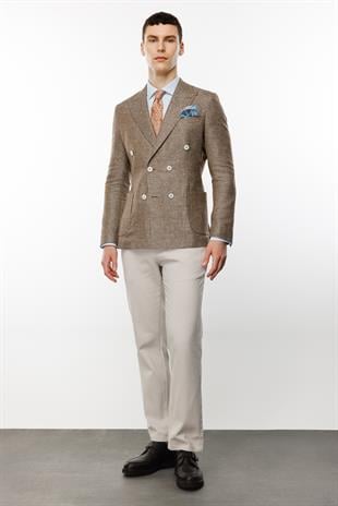 Erkek Kahve Slim Fit / Dar Kalıp Geniş Kırlangıç Ceket