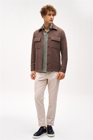 Erkek Kahve Slim Fit / Dar Kalıp  Ceket