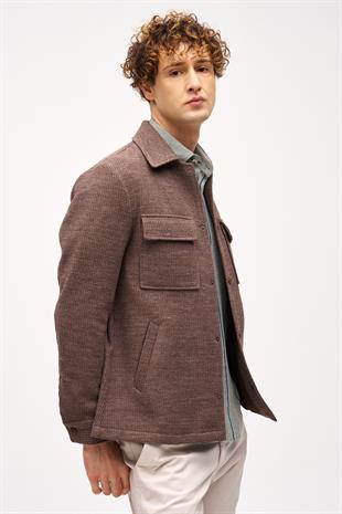 Erkek Kahve Slim Fit / Dar Kalıp  Ceket