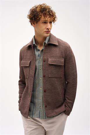 Erkek Kahve Slim Fit / Dar Kalıp  Ceket