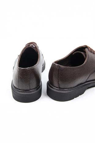 Kahve Klasik Erkek Ayakkabı Düz Tasarım Bağcıklı Günlük Model