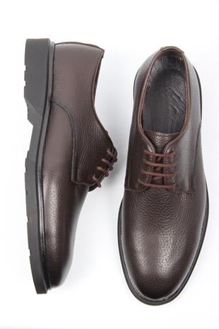 Kahve Klasik Erkek Ayakkabı Düz Tasarım Bağcıklı Günlük Model