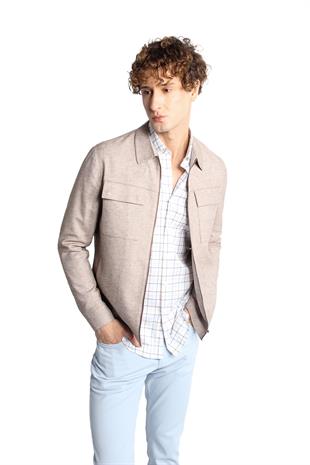 Kahve Regular Fit Gömlek Yaka Polyester Fermuarlı Mont