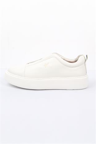 Krem Slip-On Erkek Ayakkabı Bağcıksız Kalın Taban Günlük Model