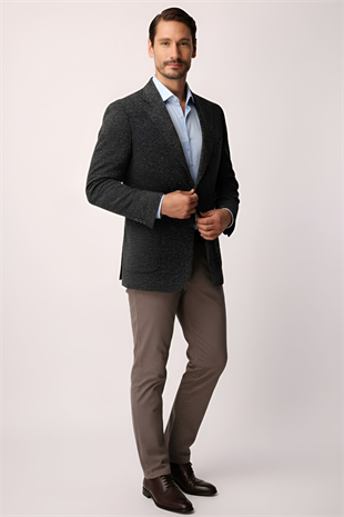 Erkek Lacivert Barı (4 drop)  / Geniş Kalıp Mono Yaka Ceket