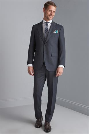 Erkek Lacivert Barı (4 Drop)  / Geniş Kalıp Mono Yaka Takım Elbise
