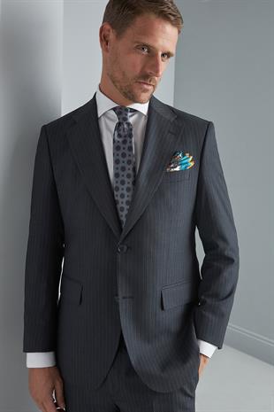 Erkek Lacivert Barı (4 Drop)  / Geniş Kalıp Mono Yaka Takım Elbise