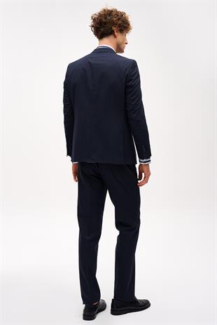 Erkek Lacivert Barı (4 Drop)  / Geniş Kalıp Sivri Yaka Takım Elbise