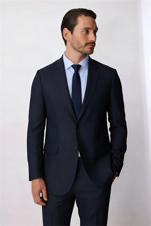 Erkek Lacivert Regular Fit Klasik Takım Elbise