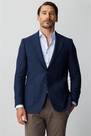 ERKEK LACİVERT REGULARFIT / RAHAT KALIP MONO YAKA CEKET