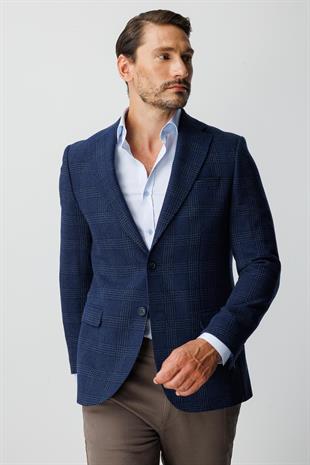 ERKEK LACİVERT REGULARFIT / RAHAT KALIP MONO YAKA CEKET