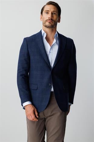 ERKEK LACİVERT REGULARFIT / RAHAT KALIP MONO YAKA CEKET