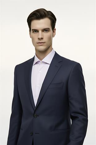 Erkek Lacivert Regularfit / Rahat Kalıp  Takım Elbise