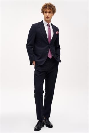 Erkek Lacivert Regularfit / Rahat Kalıp Sivri Yaka Takım Elbise