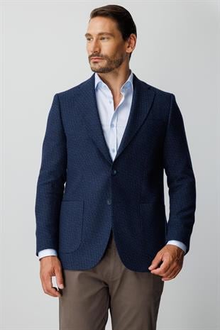 ERKEK LACİVERT REGULARFIT / RAHAT KALIP MONO YAKA CEKET