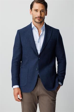 ERKEK LACİVERT REGULARFIT / RAHAT KALIP MONO YAKA CEKET
