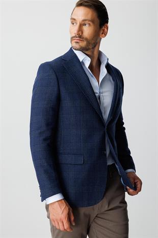 ERKEK LACİVERT REGULARFIT / RAHAT KALIP MONO YAKA CEKET