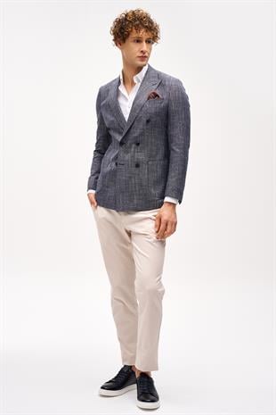 Erkek Lacivert Slim Fit / Dar Kalıp Geniş Kırlangıç Ceket