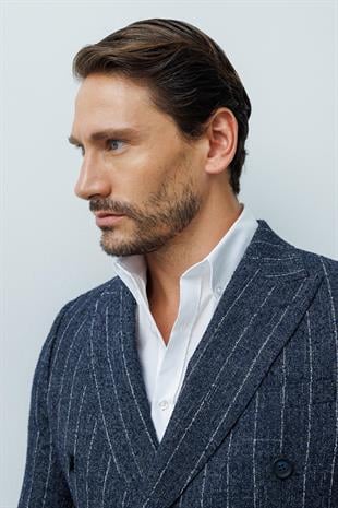 ERKEK LACİVERT SLIM FIT / DAR KALIP GENİŞ KIRLANGIÇ CEKET