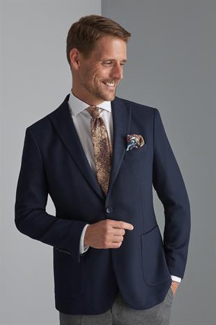 Erkek Lacivert Slim Fit / Dar Kalıp Sivri Yaka Ceket