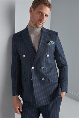 Lacivert Slim Fit Dar Kalıp Takım Elbise