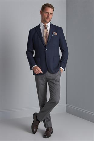 Erkek Lacivert Slim Fit / Dar Kalıp Sivri Yaka Ceket