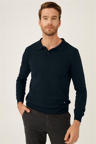 ERKEK LACİVERT STANDART POLO YAKA DÜĞMELİ TRİKO