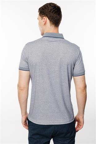 Lacivert Standart Fit Dar Kalıp Düğmeli Polo Yaka Düz Kısa Kollu Pamuklu Tişört